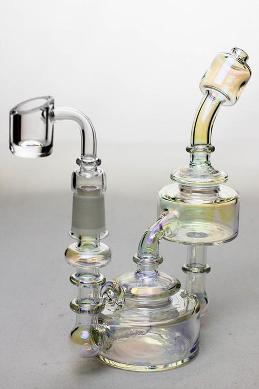 7" Metallic Inline diffuser recycled rig with a banger Rig ONE
