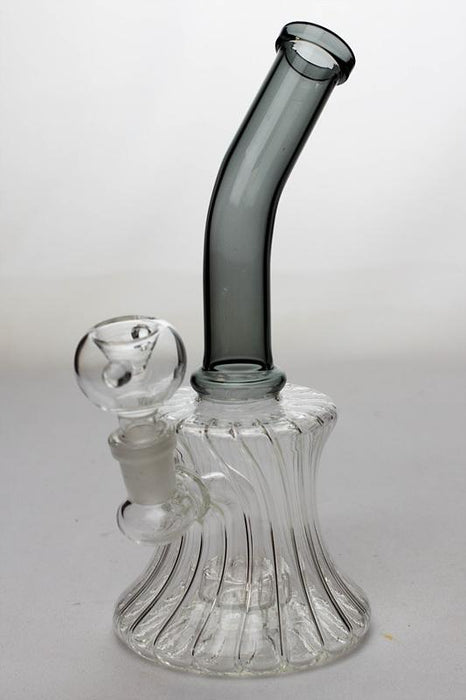 7" pattern glass bent neck bubbler with a diffuser-Black - One Wholesale