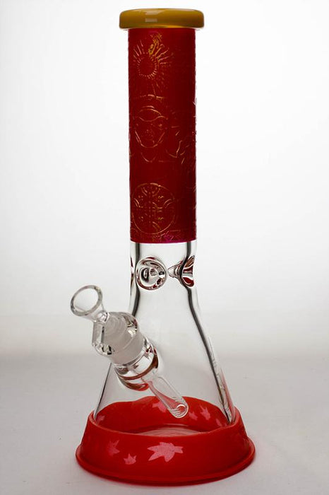 13.5" Genie 9 mm classic beaker bong with a silicone protector-Red - One Wholesale