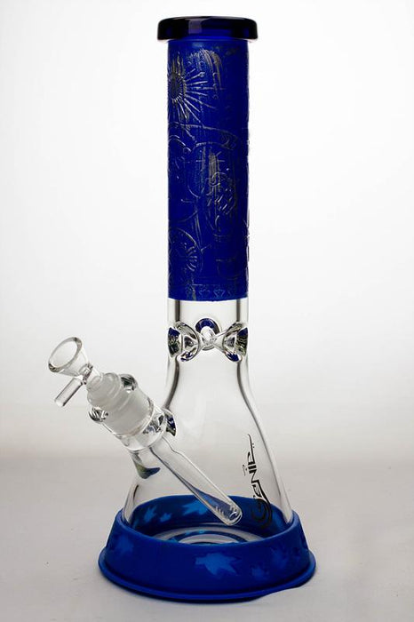 13.5" Genie 9 mm classic beaker bong with a silicone protector-Blue - One Wholesale