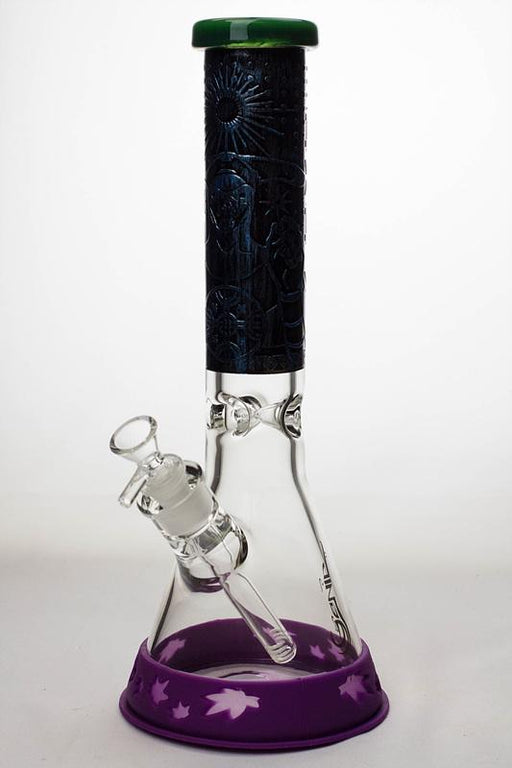 13.5" Genie 9 mm classic beaker bong with a silicone protector-Purple - One Wholesale