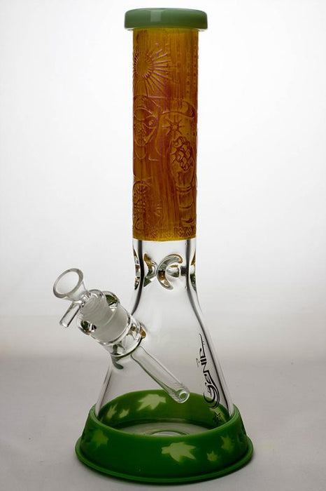 13.5" Genie 9 mm classic beaker bong with a silicone protector-Green - One Wholesale