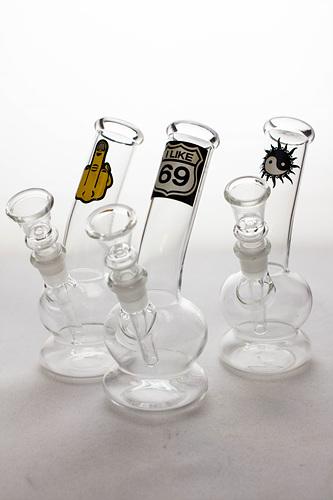 6.5 in. clear glass water bong-D - One Wholesale