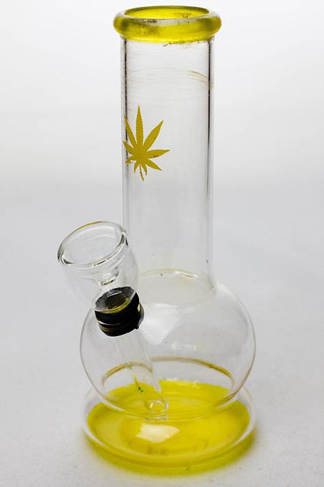 6" mini round glass water  bong-Yellow - One Wholesale