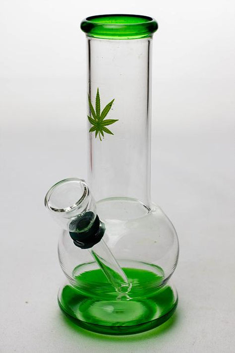 6" mini round glass water  bong-Green - One Wholesale