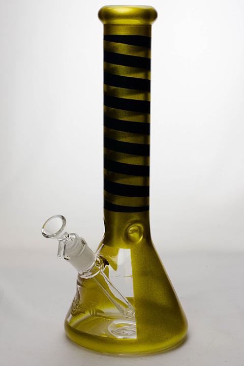 14" Genie blue strip helix 7 mm classic beaker glass bong Beaker Bong ONE