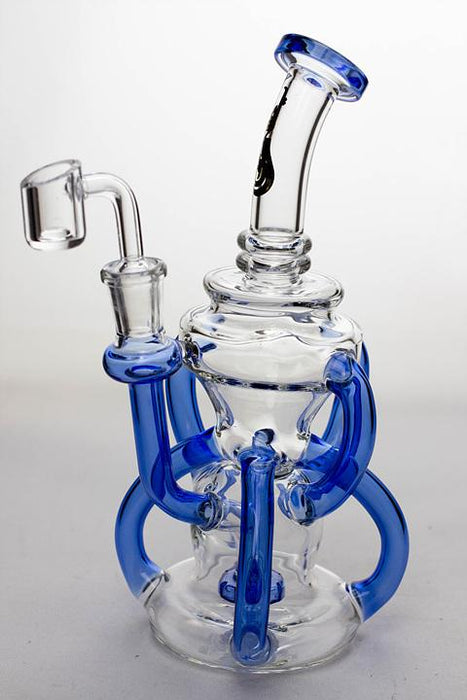 9" Seven tube and shower head diffused recycler with a banger-Blue - One Wholesale