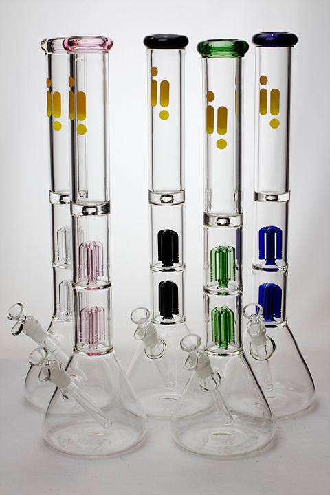 21" Infyniti 7 mm thickness dual 4-arm glass water bong Beaker Bong ONE