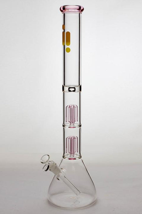 21" Infyniti 7 mm thickness dual 4-arm glass water bong-Pink - One Wholesale