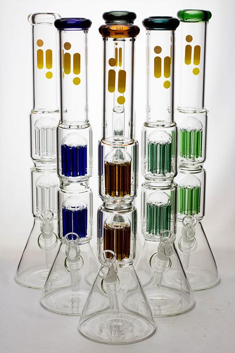 20" Infyniti 7 mm thickness Dual 8-arm glass water bong Beaker Bong ONE