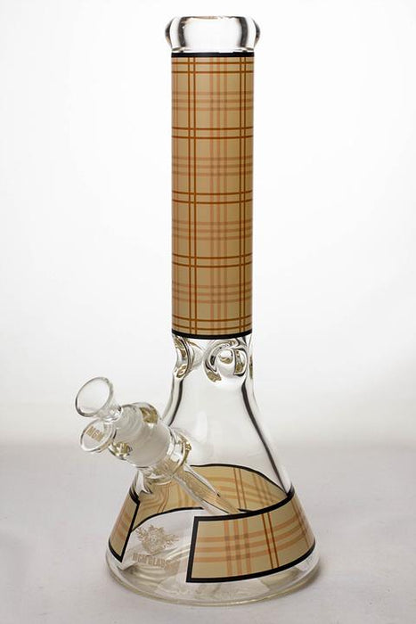 14" MGM glass 7 mm check pattern glass bong-Beige - One Wholesale