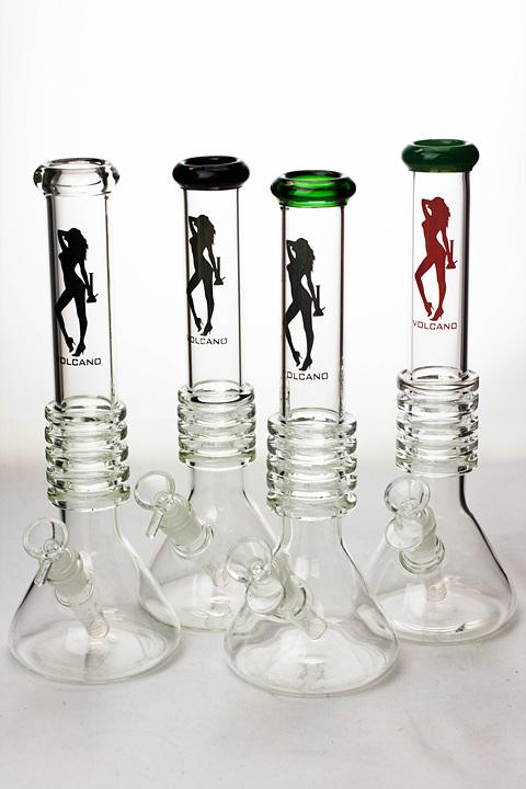 12" Volcano 5-ring beaker glass water bong- - One Wholesale