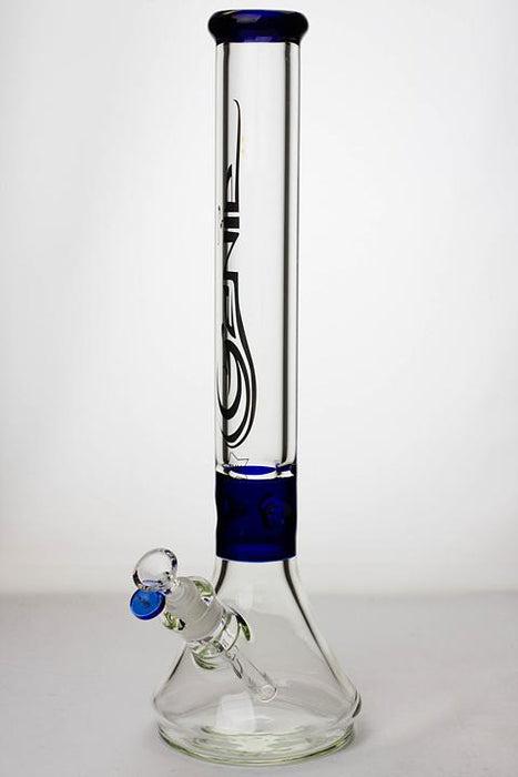 17.5" Genie 9mm color accented classic beaker bong-Blue - One Wholesale