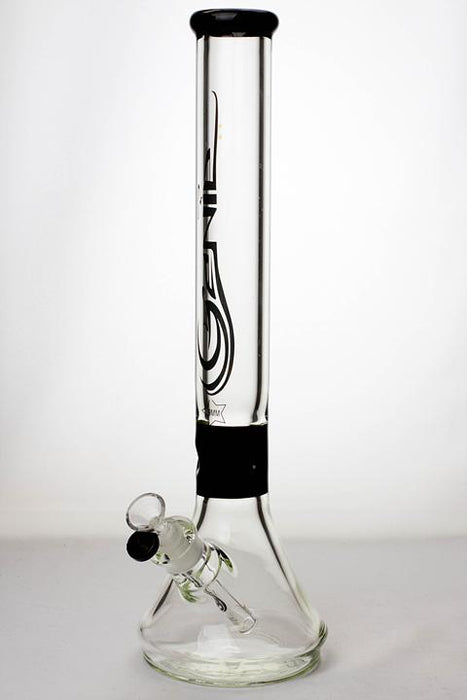 17.5" Genie 9mm color accented classic beaker bong-Black - One Wholesale
