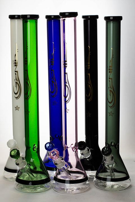 24" Genie 7 mm color-tube and clear-bottom beaker water bong- - One Wholesale