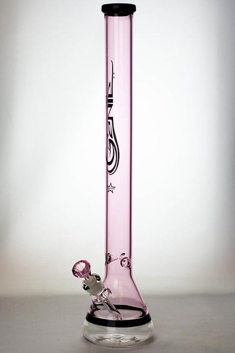 24" Genie 7 mm color-tube and clear-bottom beaker water bong-Pink - One Wholesale