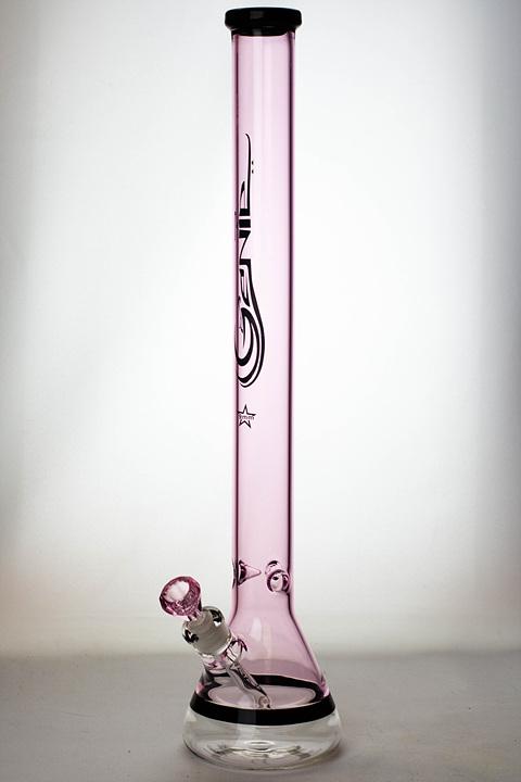 24" Genie 7 mm color-tube and clear-bottom beaker water bong Beaker Bong ONE Pink
