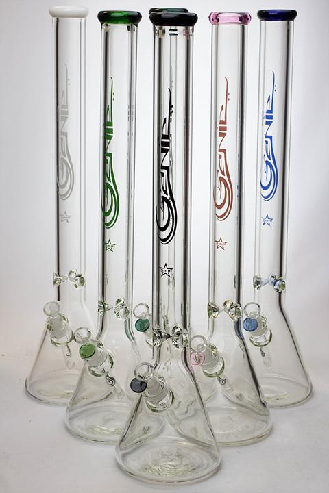 24" Genie 9 mm color accented beaker water bong Beaker Bong ONE