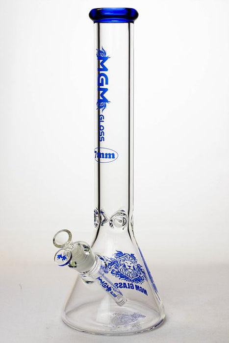 16" MGM glass 7 mm beaker glass water bong-Blue - One Wholesale