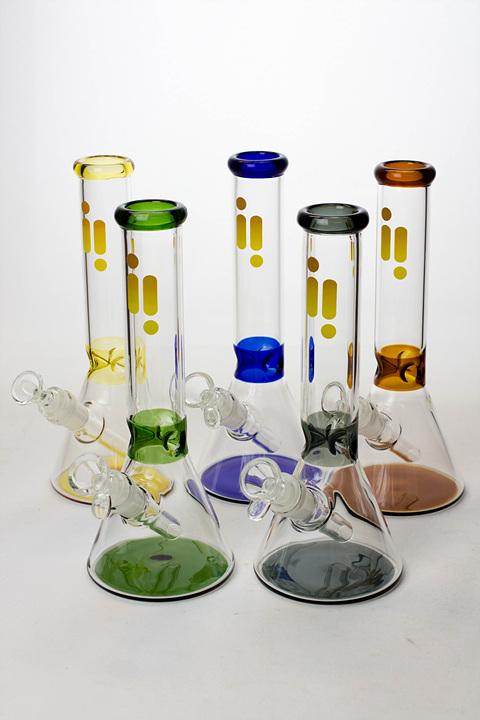 10" Infyniti color accented beaker glass water bong- - One Wholesale
