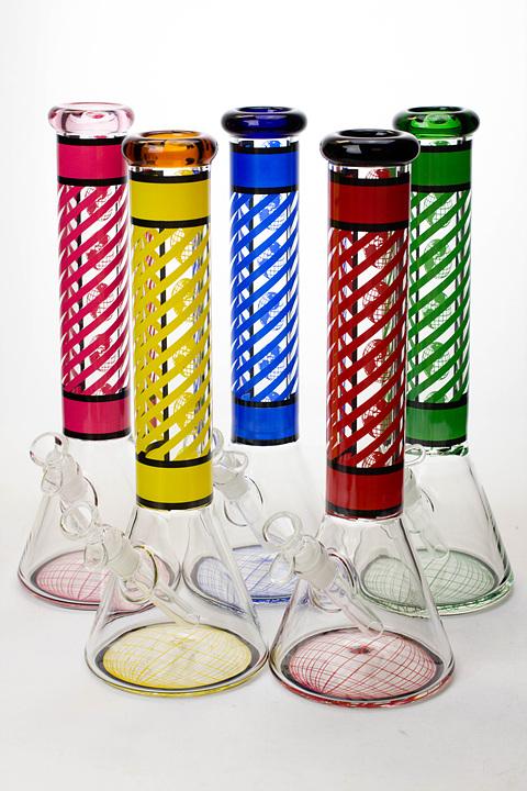 14" stripe 7 mm glass beaker water bong Beaker Bong ONE