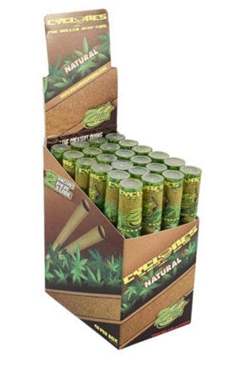 CYCLONES HEMP WRAPS CONE - 24 packs Leaf Wrap ONE Natural