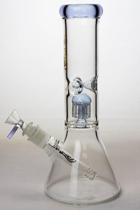 11" Genie short tree arms color accented glass water bong- - One Wholesale