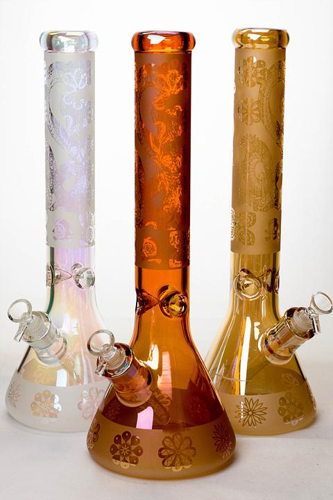 16" Metallic 7 mm sandblasted glass beaker bong Beaker Bong ONE