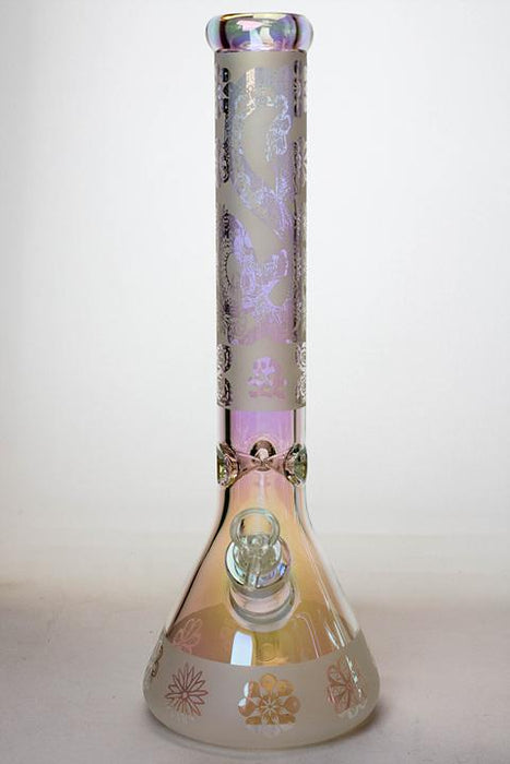 16" Metallic 7 mm sandblasted glass beaker bong- - One Wholesale