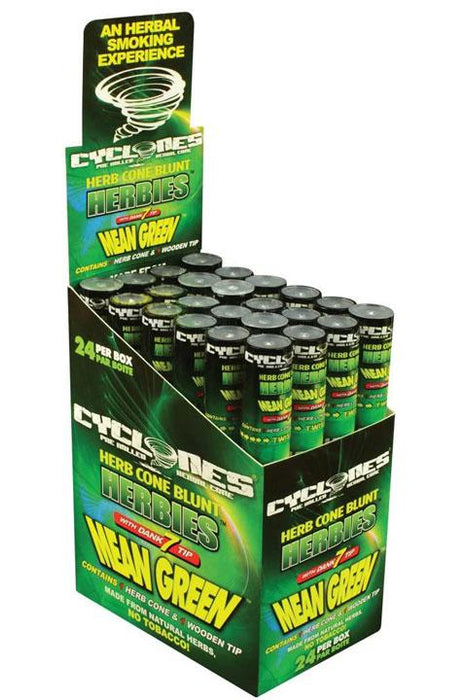 CYCLONES HEMP WRAPS CONE - 24 packs Leaf Wrap ONE Mean Green