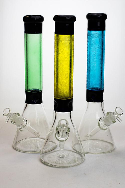 15" Genie 9 mm sandblasted artwork glass water bong Beaker Bong ONE