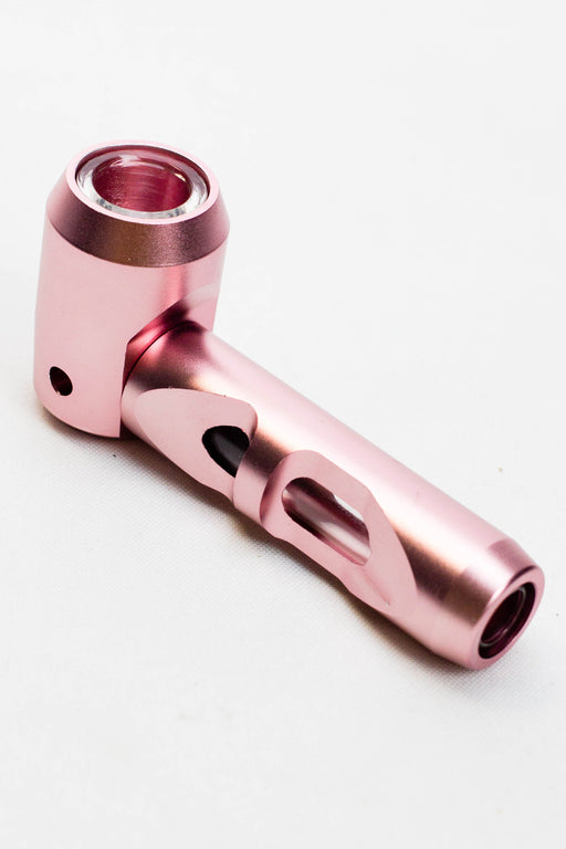 Inserted-glass Aluminum hand pipe Metal Pipe ONE Pink