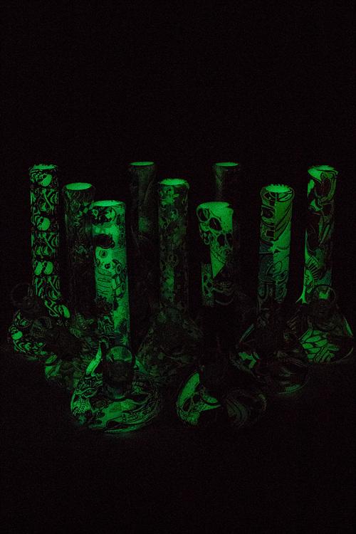 7.5" Glow in the dark silicone tube mini water bong Silicone ONE