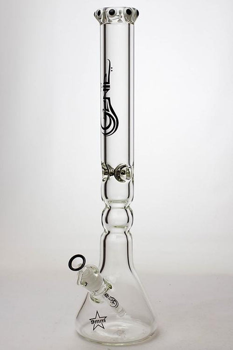 19.5" Genie 9 mm curved shaft glass beaker bong-Black - One Wholesale