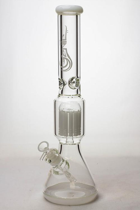 17.5" Genie 12-arm  9 mm colored bottom glass water bong-White - One Wholesale