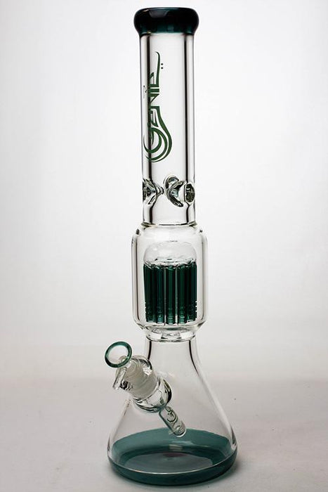 17.5" Genie 12-arm  9 mm colored bottom glass water bong-Teal - One Wholesale