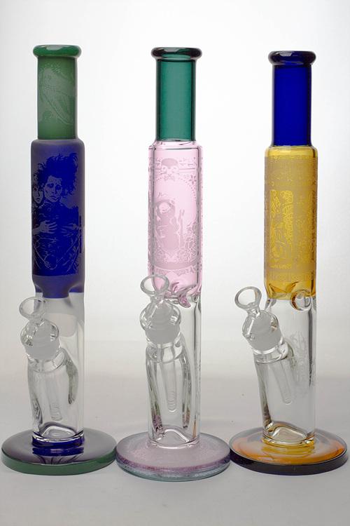 16" Two tone sandblasted graphic glass bong Beaker Bong ONE