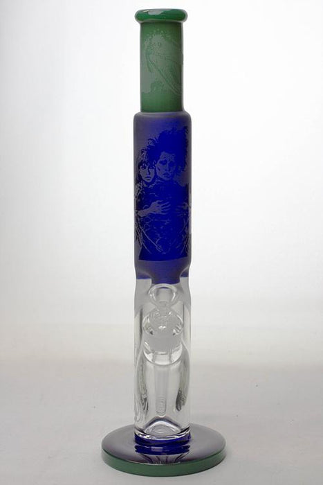 16" Two tone sandblasted graphic glass bong- - One Wholesale