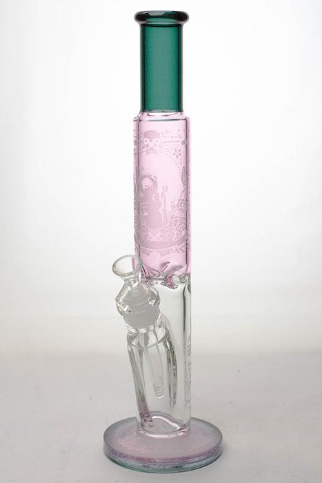 16" Two tone sandblasted graphic glass bong-B - One Wholesale