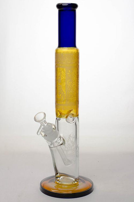 16" Two tone sandblasted graphic glass bong-C - One Wholesale