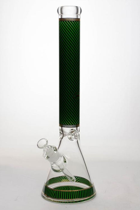 18" mosaic pattern 9 mm glass beaker bong-Green - One Wholesale