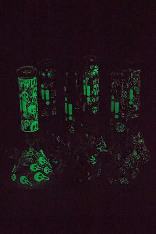 14" Infyniti Glow in the dark 7 mm glass water bong Beaker Bong ONE