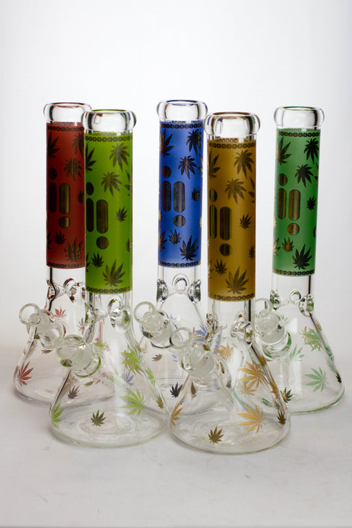 14" Infyniti leaf 7 mm glass water bong Beaker Bong ONE