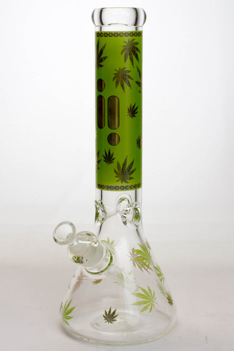 14" Infyniti leaf 7 mm glass water bong-Light Green - One Wholesale