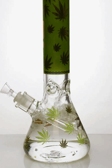 14" Infyniti leaf 7 mm glass water bong- - One Wholesale