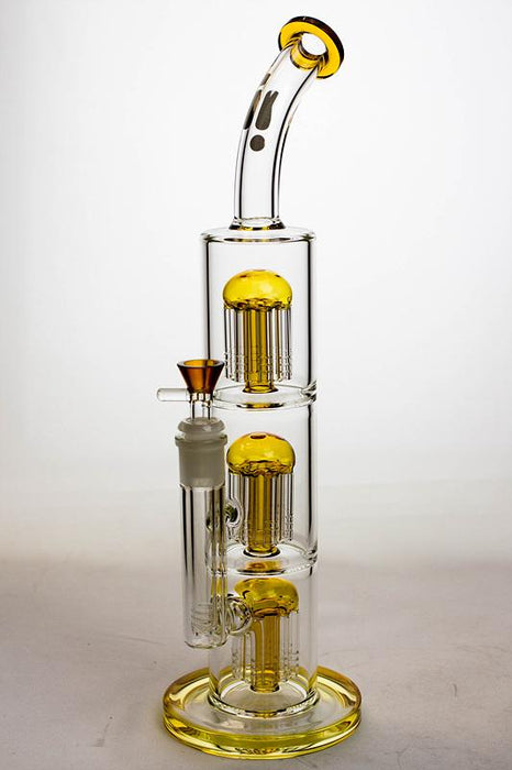 16" Infyniti Triple tree-arm percolator glass bong-Amber - One Wholesale