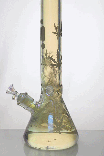 14" Infyniti leaf 7 mm metallic glass water bong- - One Wholesale
