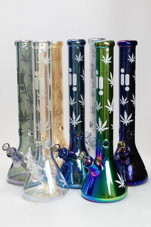18" Infyniti leaf 7 mm metallic glass bong ( GP1590 ) Beaker Bong ONE