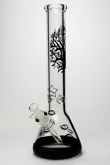 15.5" Tree of Life 7mm classic beaker glass bong-Black - One Wholesale