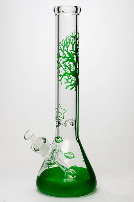 15.5" Tree of Life 7mm classic beaker glass bong-Green - One Wholesale